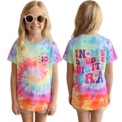 Image of IZYJOY in My Double Digits Era Shirts Girls 10th Birthday T-Shirts 10 Years Old Birthday Party Short Sleeve Summer Tee Tops