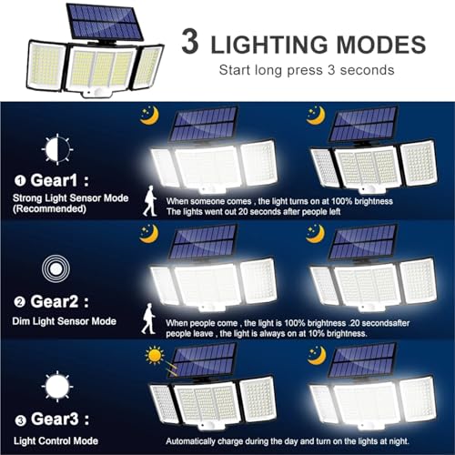 Luz solar exterior 328 LED para iluminar zonas oscuras de paso 4