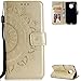 Produktbild FNBK Huawei P8 Lite 2017 Handyhülle Gold Schutzhülle Totem Blumen Tasche Hülle Leder Flip Case Slim Handytasche Wallet Case Stand Kartenfächern Magnetverschluss Ledertasche