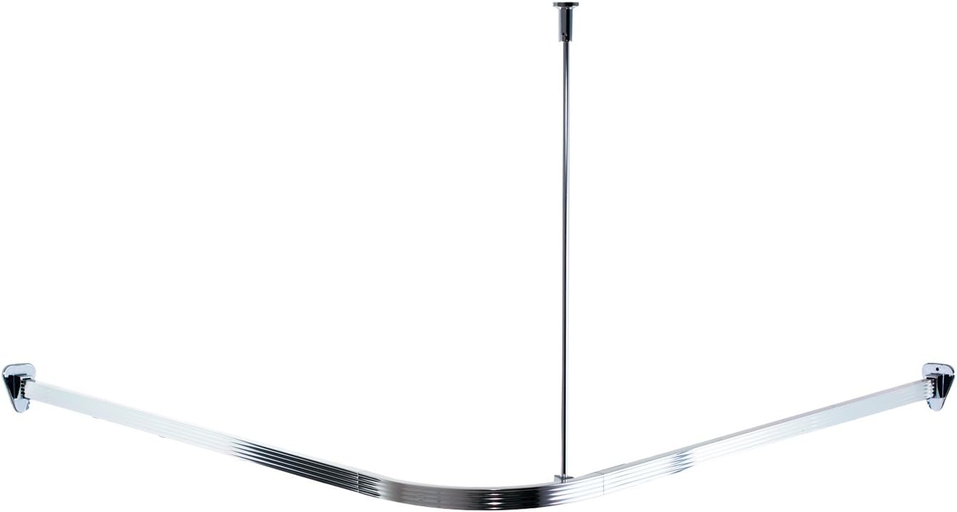 Ridder 525000-350 Angled Shower Curtain Rail 90 x 90 cm Polished Aluminium