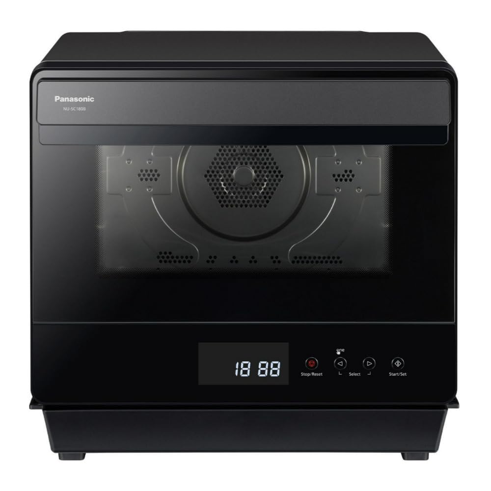 Panasonic HomeChef 7-in-1 Compact Oven with Convection Bake, Airfryer, Steam, Slow Cook, Ferment, 1200 watts, .7 cu ft with Easy Clean Interior - NU-SC180B (Black)
