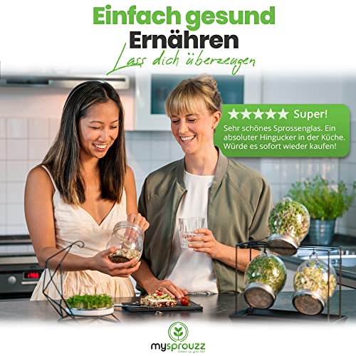 my sprouzz Sprossenglas Keimglas Set | Sprossenglas mit Samen und Kressesieb | Keimglas für Sprossen incl. E-Book | Sprossen Keimgerät Keimschalen für Sprossen | - Image 8