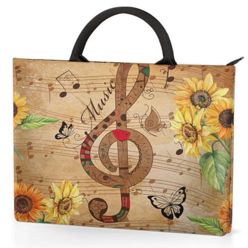 Vintage Patterns Ribbons Sunflowers Laptop Sleeve with Handle Waterproof Computer Carrying Case3