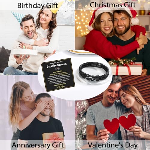 Pulsera de cuero trenzado negra con nudo infinito 8.5" para hombre miniatura 7
