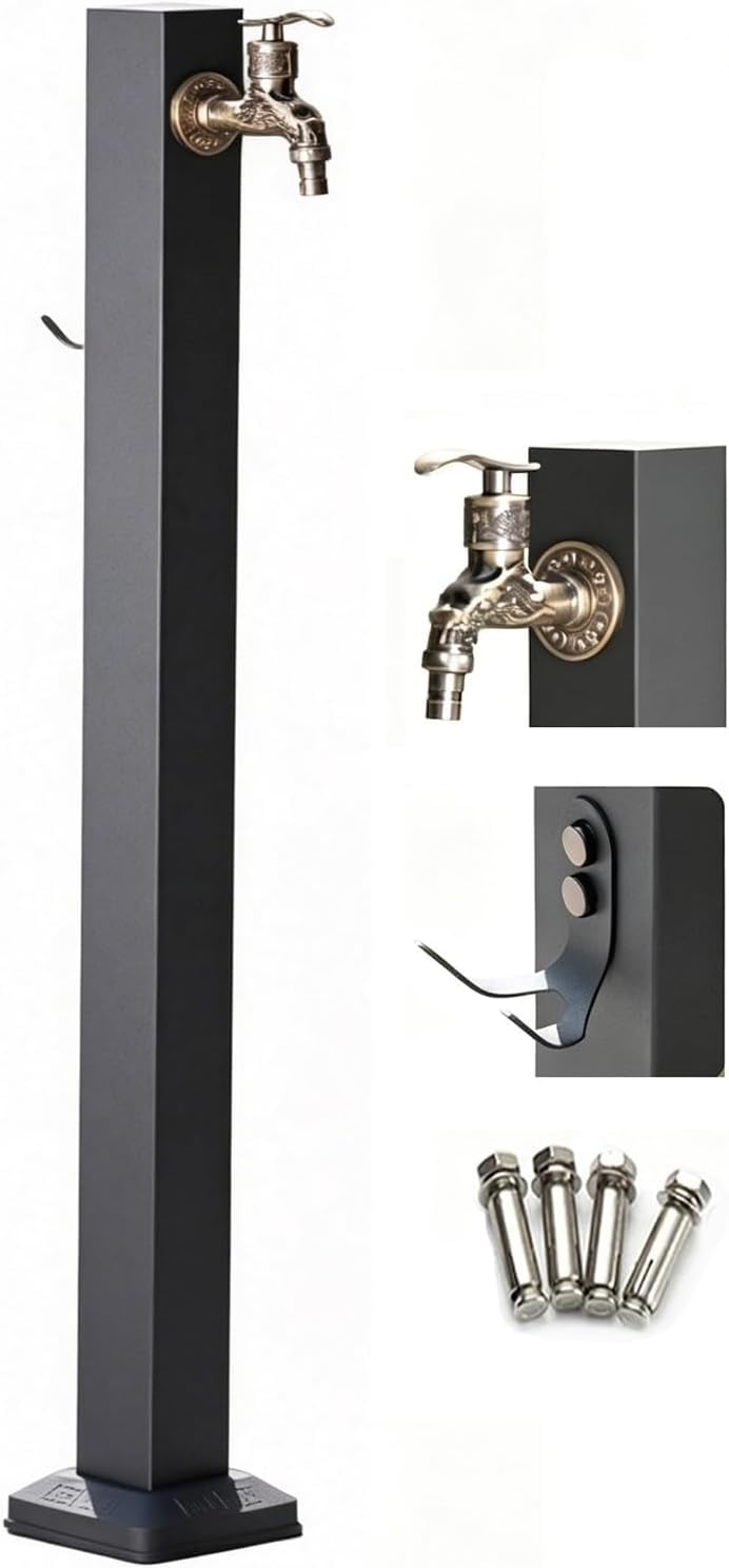 Cucce One Color Stainless Steel Water Column Outdoor Water Column Garden Tap，304 Stainless Steel Vertical Square(95Cm/37In)