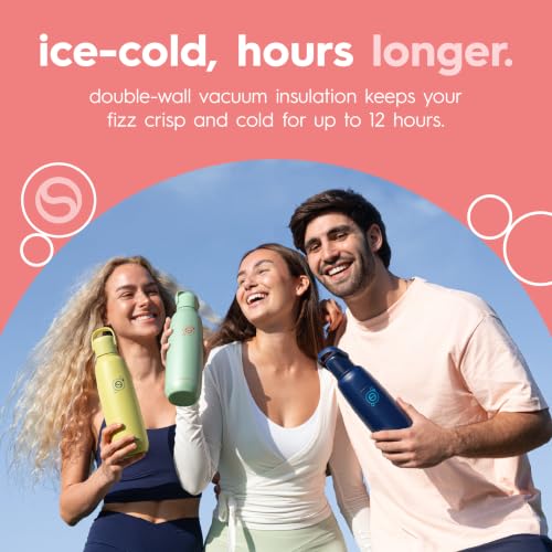 Image of sodastream Fizz & Go Cool, Stainless Steel Carbonated Water Bottle 0.9L, Insulated Metal Bottle for Sparkling Water, Compatible with TERRA, ART, ENSO & More in Papaya Orange