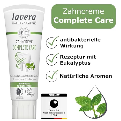 Lavera Zahncreme Complete Care - Vegan - Bio-Minze & Natriumflorid - 5-facher Schutz - 75 ml - Naturkosmetik
