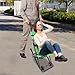 Portable Folding Lift Stair Chair, 350 lbs Capacity, Aluminum Alloy Manual Transport Chair with Adjustable Headrest & Safety Belts, 4 Wheels Evacuation Rescue Chair for Moving Elderly Patients(Green)