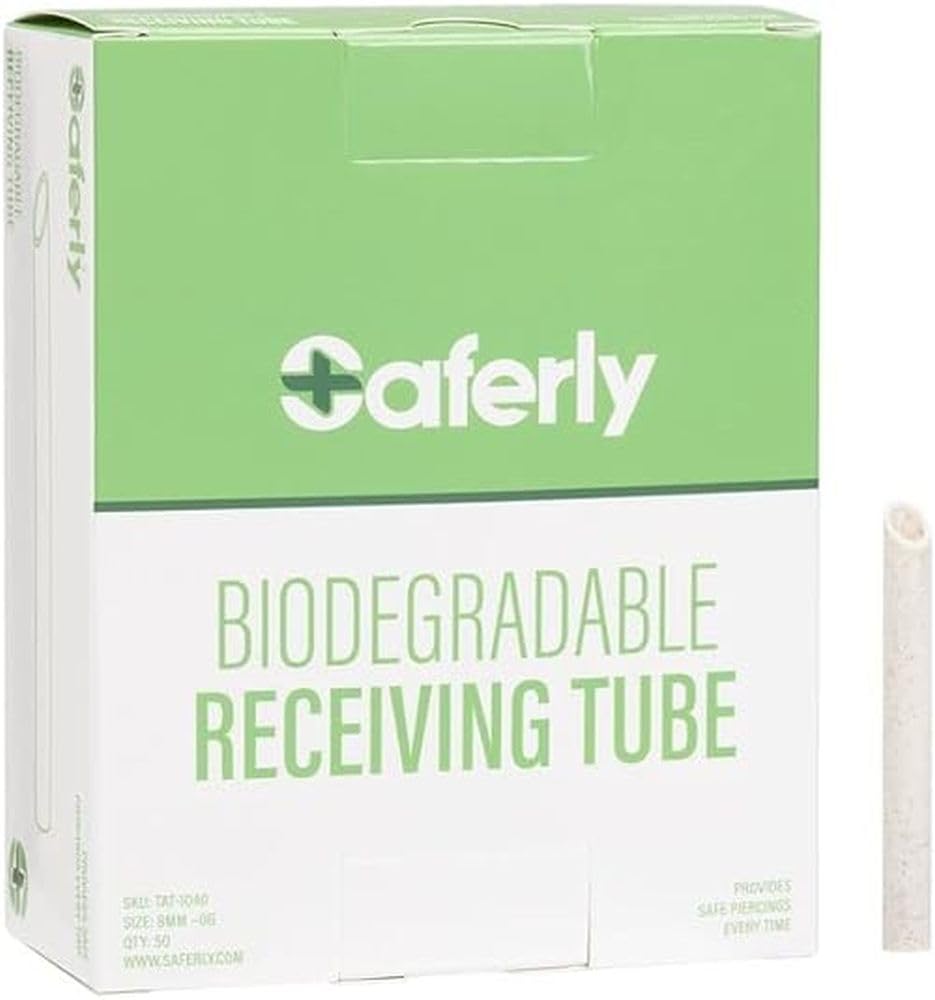 Saferly Piercing Needle Receiving Tubes, Disposable Wheat Straw, Body Piercing Tools Supplies, 5mm/4G, Box of 50