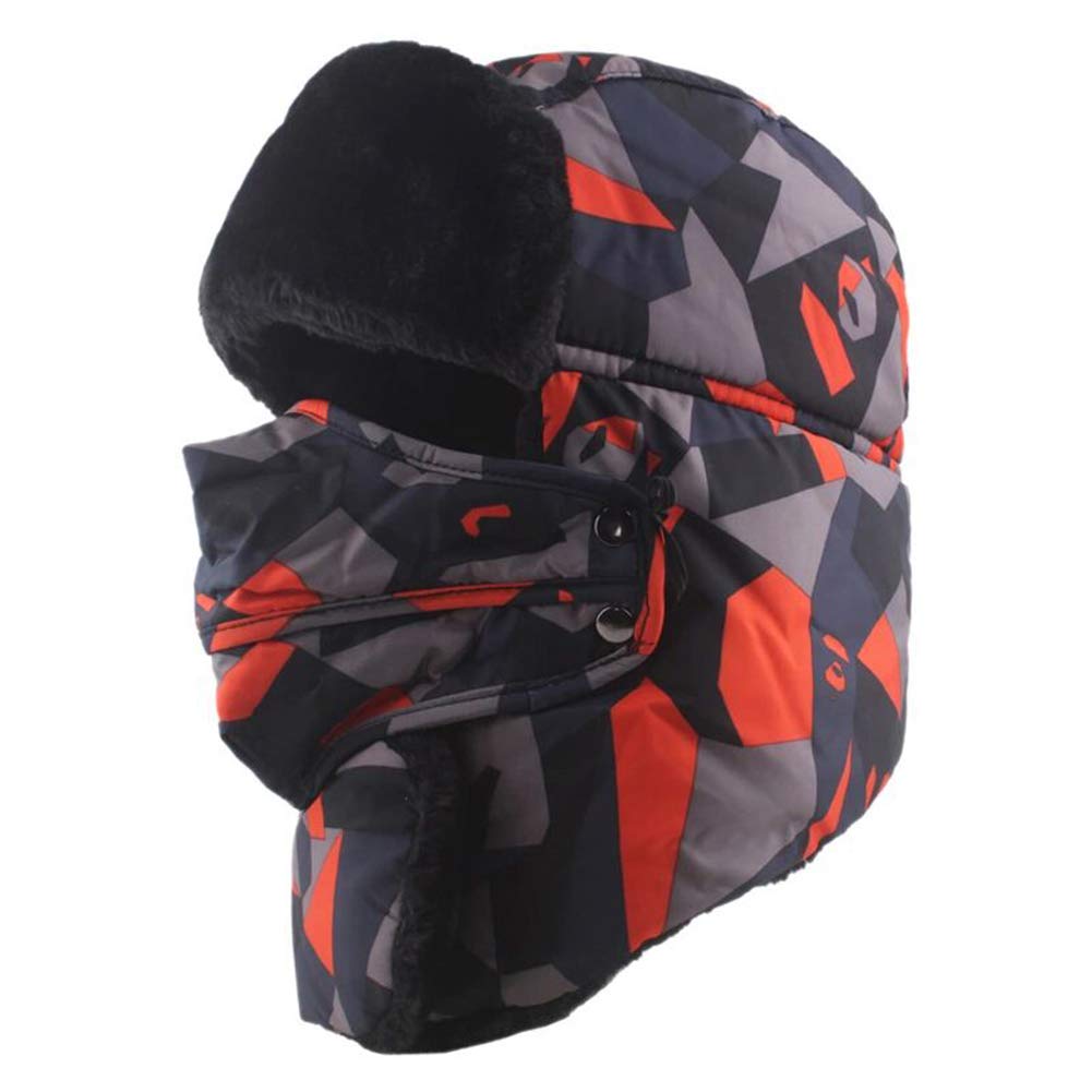 Chennuo Men's Yellow Bomber Hat Trapper Trooper Hats With Face Mask Winter Hunting Skiing Hat (Yellow)