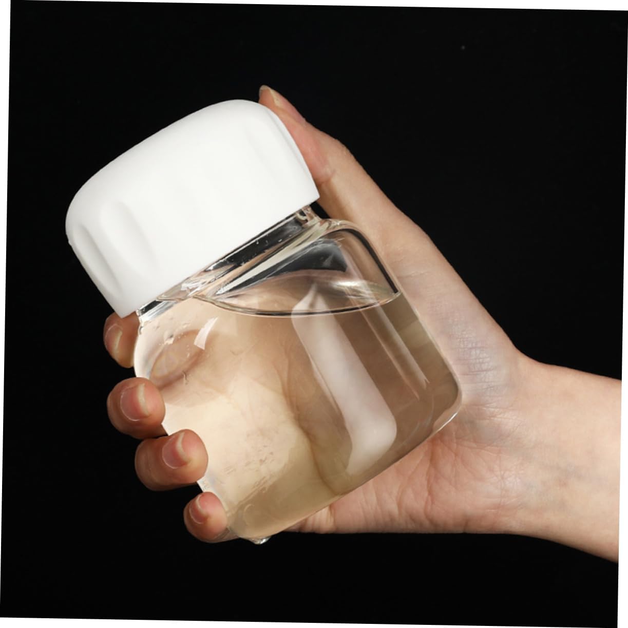 ABOOFAN Heat-Resistant Mini Shaker Bottle Lid High Borosilicate Glass Portable Juice Bottle for Students for Beverages and Oatmeal 350ml Capacity