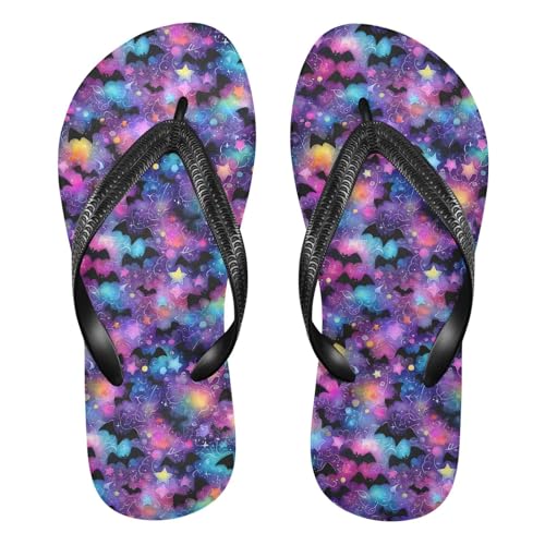 Flip Flop Sandals Neon Bats Print for Women Men Beach Outdoor XS