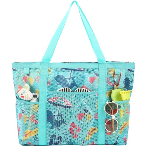 Image of Fammart Large Mesh Beach Bag for Women, Oversized Beach tote Swim Pool Bag