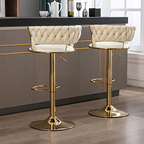 Velvet Swivel Barstools Set Of 2, Modern Stool Chair With Back, Adjustable Counter Height Bar Chairs, Bar Stool For Kitchen Pub, Kitchen,Café, Dining Chairs, Cyber Celebrity Recommend (Beige) #TOP6