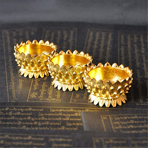 Sziqiqi 12 Pcs Lotus Ghee Lamp Holder Butterlamp Tea Light Holder Tibetan Copper Oil Lamp Altar Supplies, Gold #TOP7