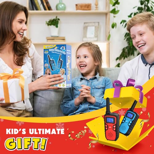 Image of Walkie Talkies for Kids Rechargeable Long Range,Xmas Birthday Gift for 4 5 6 7 8 9 Year Old Boys Girls,Hiking Gear Camping Games Cool Toys with NOAA,SOS Siren,Lamp,Lanyards,Easy to Use,2 Pack