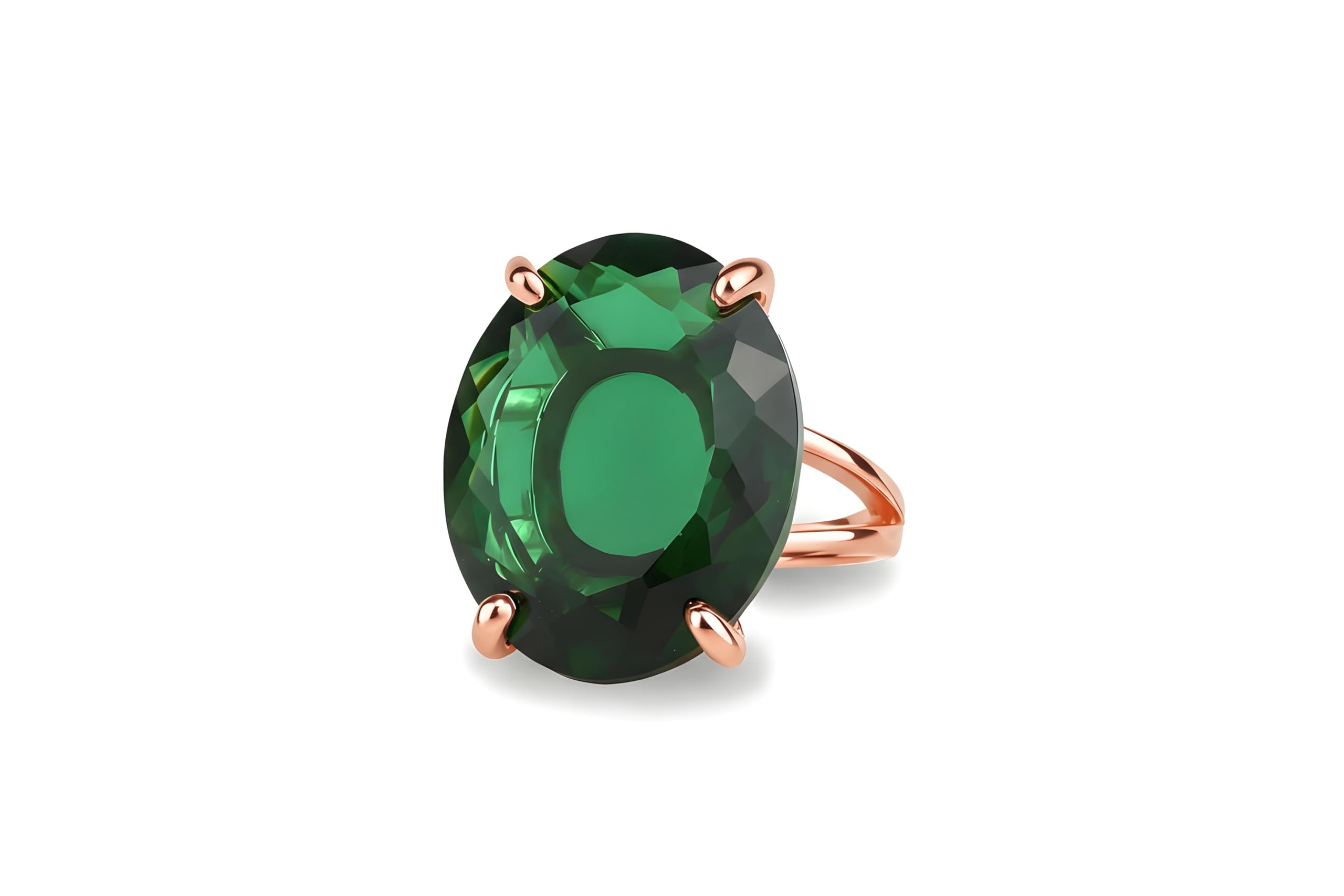 Anillo de Esmeralda de Oro - Anillo de Compromiso de Piedra Natural Facetada, Anillo de Boda, Joyería de Moda para Mujer - Anillo de Declaración Hecho a Mano - Personalizable con Grabado