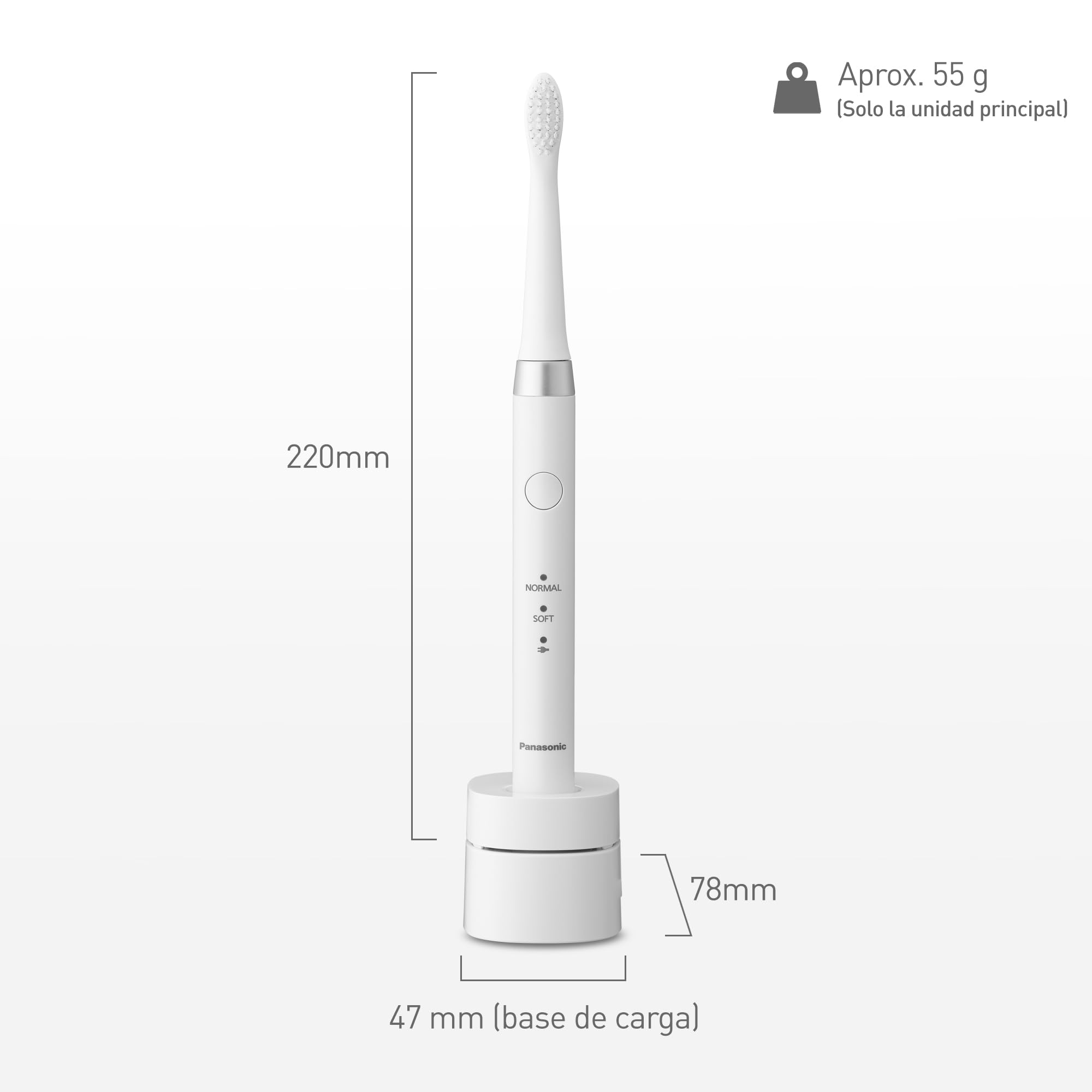 Panasonic EW-DM81-W503 Cepillo de Dientes Eléctrico Sónico, Recargable (2 Cabezales, 2 Modos de Uso, 31.000 Vibraciones por Minuto, Diseño Ligero)