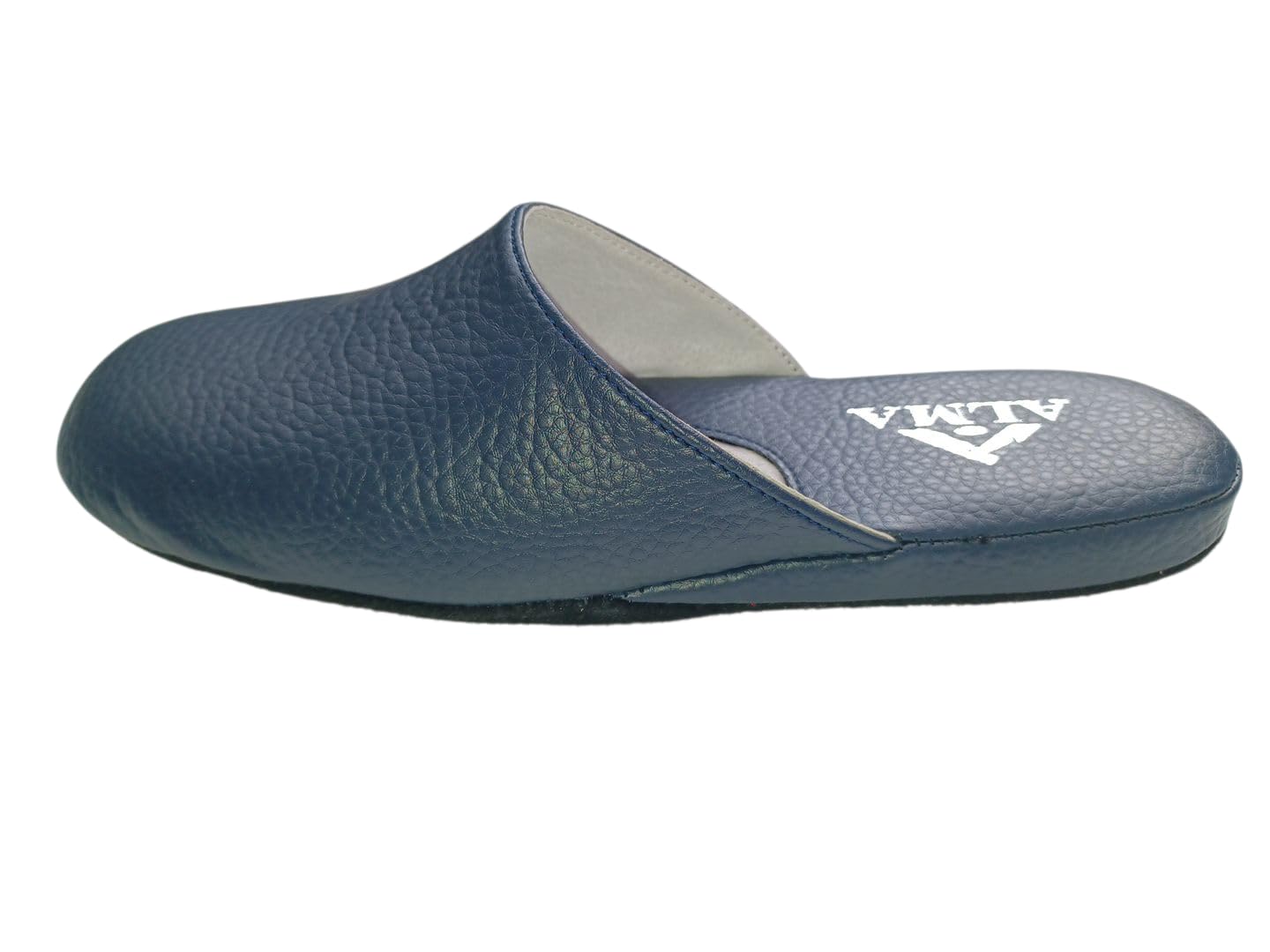 Generico Ciabatte pantofole da donna classiche in vera pelle Alma Made in Italy cucite suola in pelle scamosciata tacco basso 1 cm