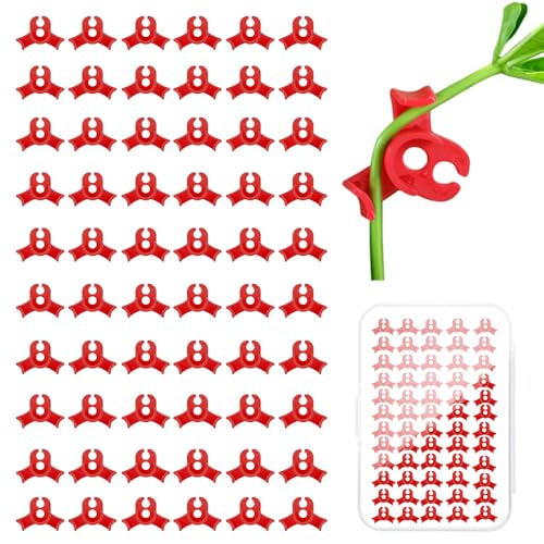 linastu 60PCS Plant Training Clips 90 Degrees Bud Trainer Clips Low Stress Training Clips Bud Bender for Plant Gardening (Red)