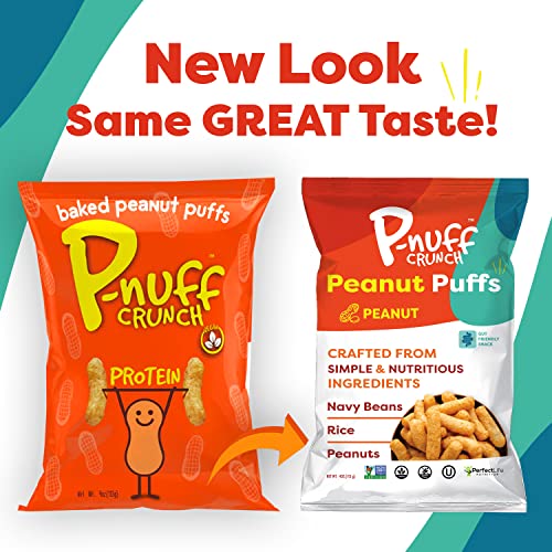 P-Nuff Crunch Baked Peanut Puffs - Healthy Snacks, Gluten Free, Vegan, 20G Vegan Protein Per Bag, Low Fodmap, Plant Based, Dairy Free, Gut-Friendly, As Seen On Shark Tank, 4Oz Bag, Roasted Peanut Pack Of 3 #TOP1