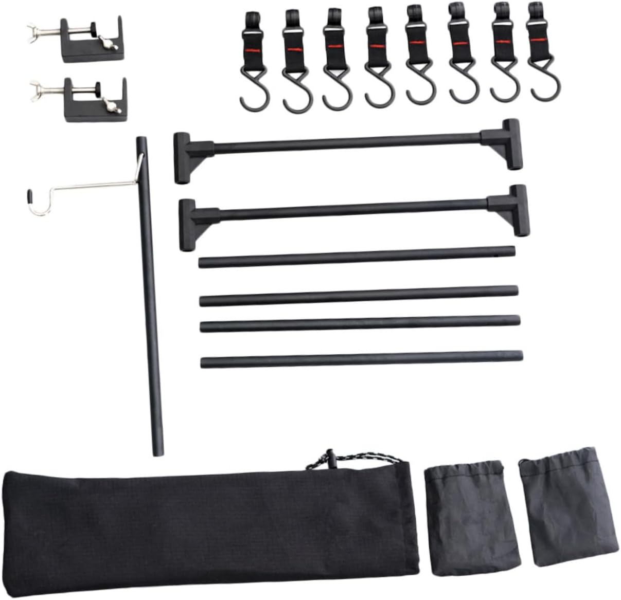 Aluminum Alloy Multipurpose Outdoor Camping Storage Rack with Hooks Hanging Hanger for Lanterns Bags and Gear Picnics Hiking and Fishing
