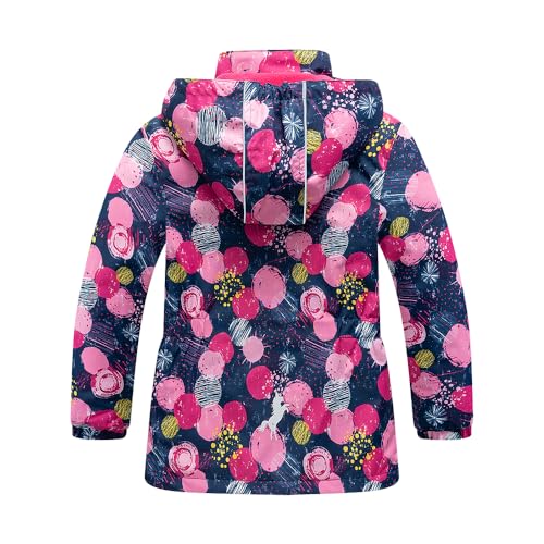 Girls Rain Jacket Kids Hooded Raincoat Windbreaker with Fleece Lining2