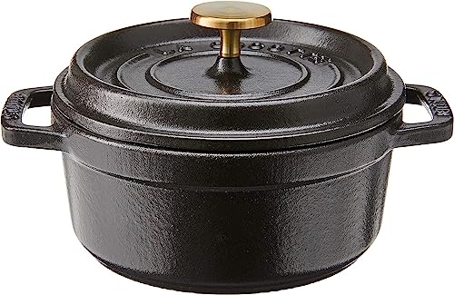 Image of STAUB Cast Iron Dutch Oven 0.5-qt Round Cocotte, Made in France, Serves 1, Matte Black