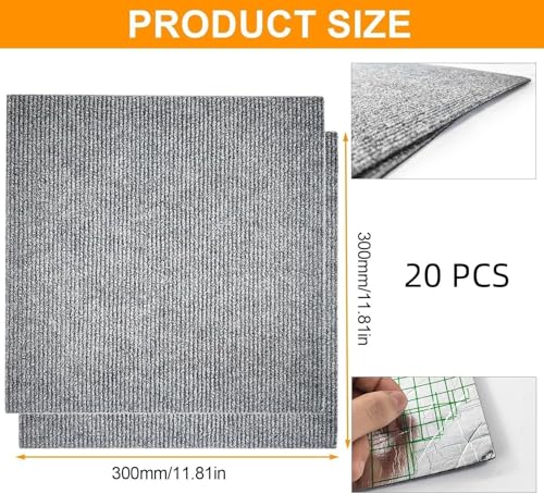 Miniatura 2 de 20 Piezas Moqueta Adhesiva Para Sillas 30x30 Cm, Protección Del Suelo Para Salón, Dormitorio, Oficina Y Hotel, Alfombrilla Antideslizante Y Protectora