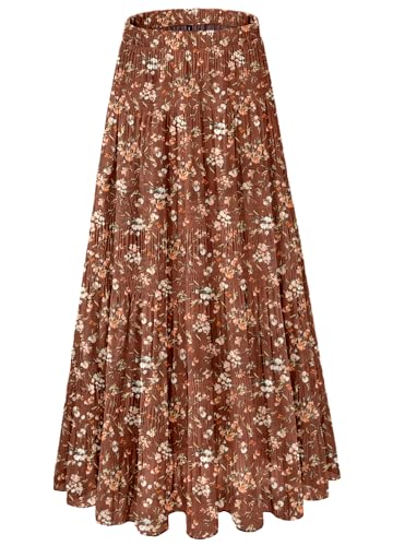 NiPaMi Women's Chiffon White Flowy Maxi Skirt Boho Fall Elastic