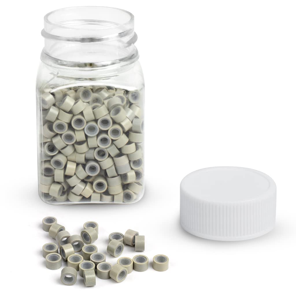 500 Pcs Micro Rings Silicone Lined 5mm Links Beads,Nano Rings Beads for Bonding Hair Extensions (Blond)