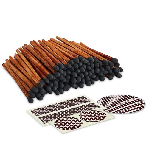 234 brown stick black tip espresso style safety matches  100 artisan bulk matchsticks with adhesive strikers by thankful greetings  unique candle lighting for your home gifts amp events