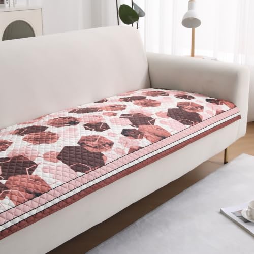 Image of HOKIPO 'LiefNest' Holland Velvet Sofa Cover Mat with Foam Filling for 1 /2 /3 Seater & L-Shape Sofa. Make Your Own Sofa Cover Set, Mat Size: 60(L) cm, Geometric Hexagon Cider Red (NEW-IN-821-D1)