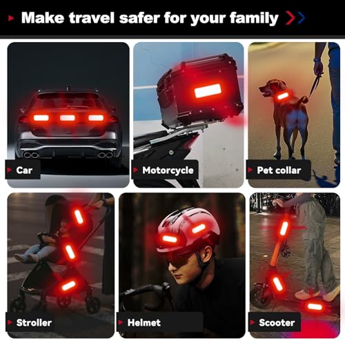 Image of PHIXBEAR 20 Pcs Super Reflection Reflective Stickers, Safety Reflective Tape for Car Bike Mailbox Helmet, Red Tape Outdoor Waterproof 3.15 inch X 1.18 inch