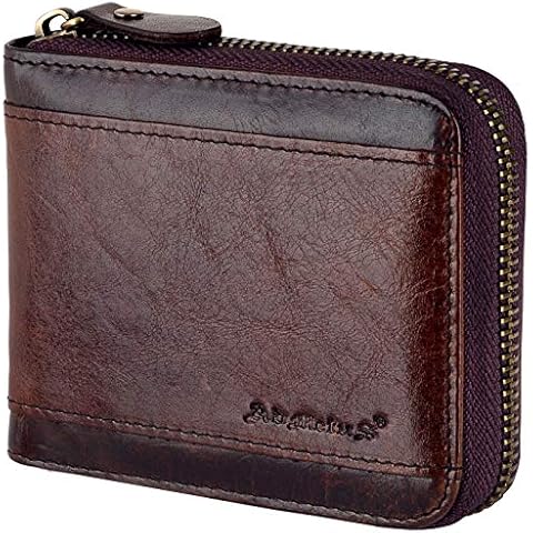 Admetus Christmas gift Men gifts Genuine Leather Short Zip Cowhide Wallet credit card ID Purses 2 Cover