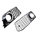 LH RH Chrome Ring Front Honeycomb Lower Bumper Grille Fog Light Hole Compatible with 08-12 A4 B8