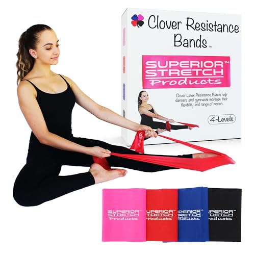 Clover Resistance Bands - Stretch Bands for Dance, Ballet, Gymnastics, Physical Therapy and Fitness Training - Exercise Bands, Resistance Bands for Working Out, 4 Levels of Progressive Resistance