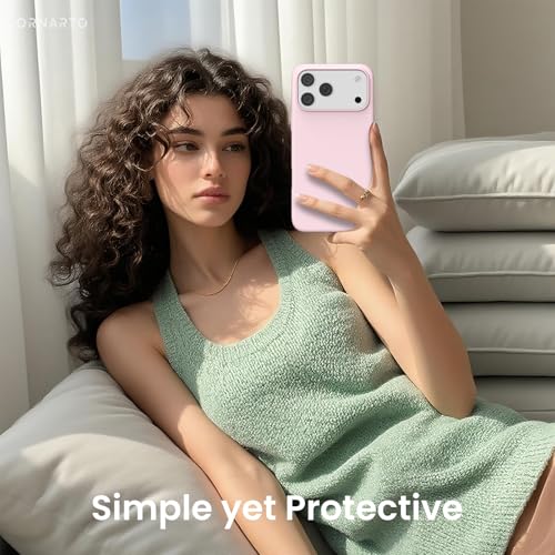 Image of ORNARTO Compatible with iPhone 17 Pro Max Case 6.9 inch, Slim Liquid Silicone 3 Layers Soft Gel Rubber Shockproof Protective Cover with Anti-Scratch Microfiber Lining-Chalk Pink