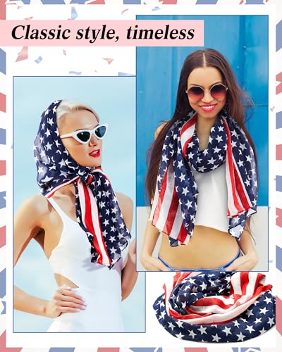 Coume American Flag Scarf for Women Veterans Day Accessories Shawl Independence Day Veterans Decorations4