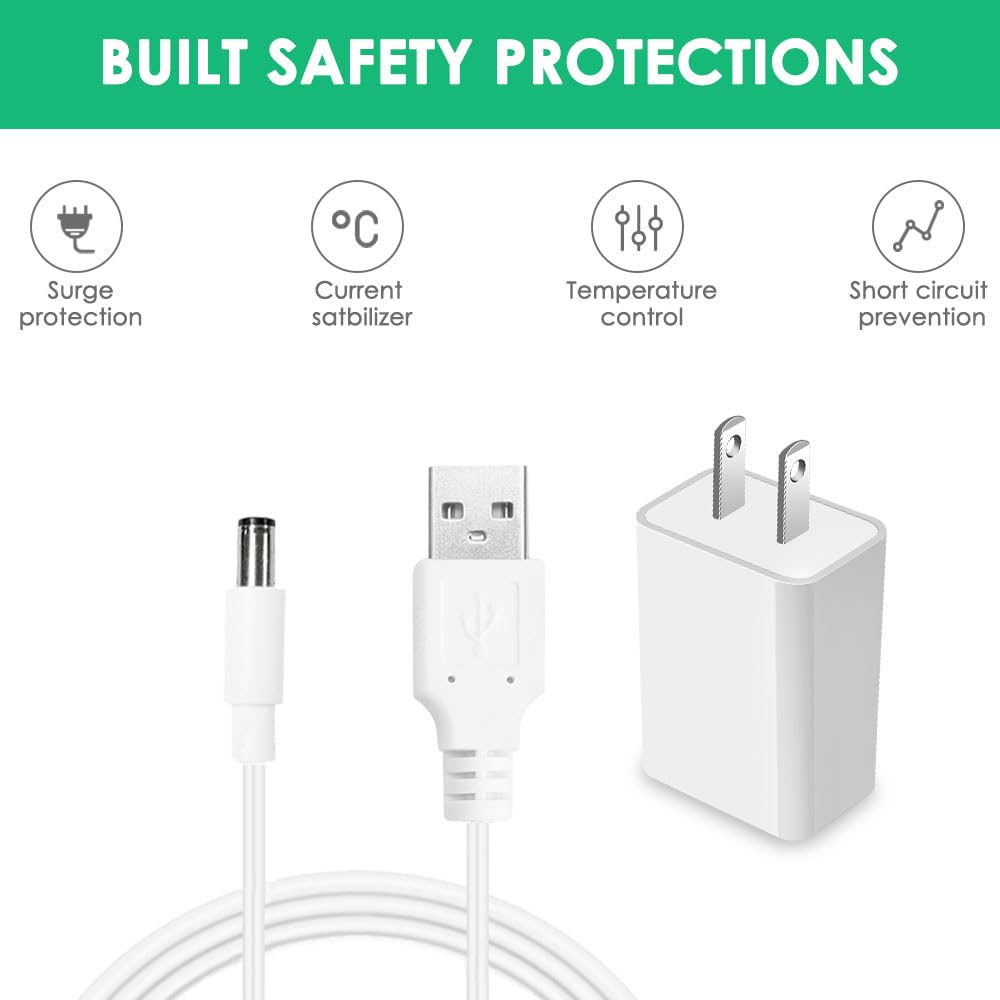 Mrgru Cargador y cable de repuesto de 5 V para Bitvae Electric Toothrush compatible con D2/R1/R2/S2, C2/C5/C6 Water Dental Flosser USB Cable de carga Fuente de alimentación