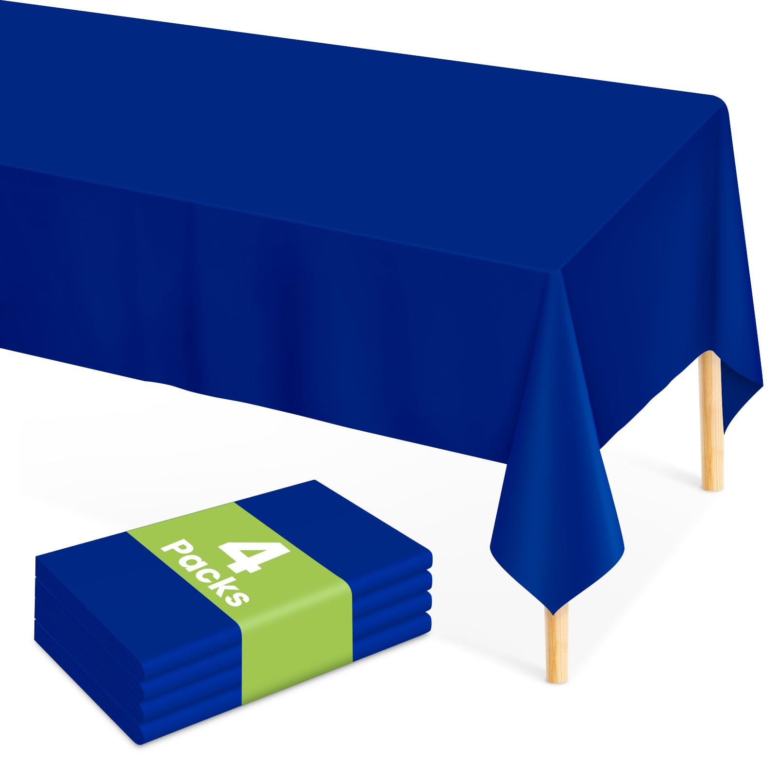 Mulbozy Navy Blue Plastic Table Cloth Disposable 4 Pack, 54 × 108 Inch