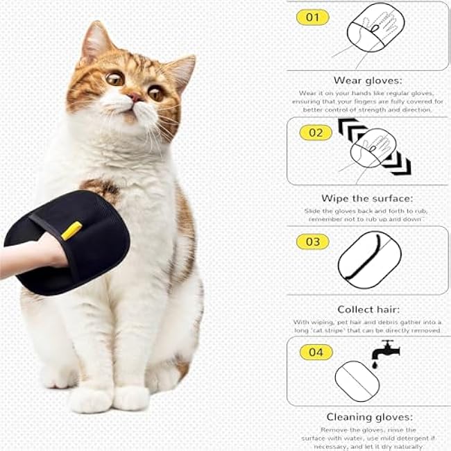 Pet Hair Removal Glove, Electrostatic Gloves Pet Hair, Reusable Electrostatic Pet Cat Dog Hair Remover Grooming Glove, 1/2 Pcs Static Pet Hair Removal Gloves for Couch, Furniture, Carpet, Curtain (1)-zv8rFw5T