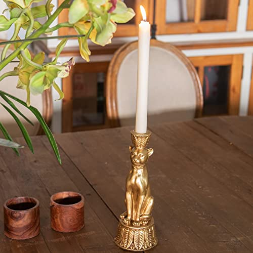 Candle Stick Holder Table Decor - Leopard Resin Modern Golden Candlestick Holder Coffee Table Decor Gold Candle Stand For Living Room 3.25 X 3.25 X 9.25 Inch Guichifun #TOP1