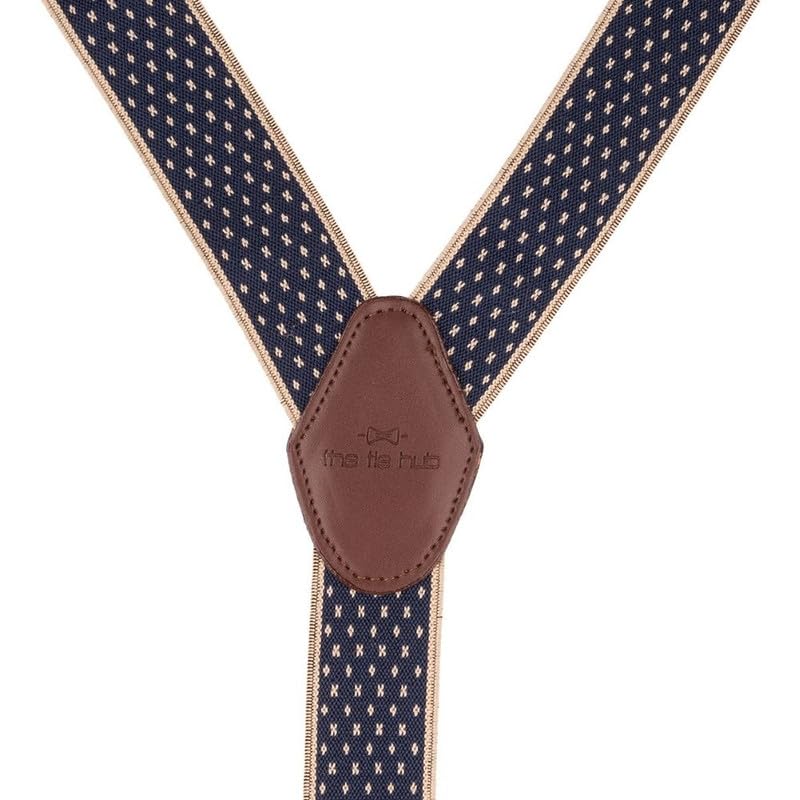 Image of The Tie Hub Suspenders for Men Elastic Adjustable Y Back Braces with Strong Metal Clips for Wedding Formal Office Wear