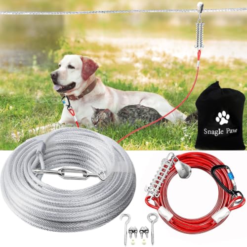 Système attache chien cour, Câble lourd 120 pi, Poulie coureur 10 pi