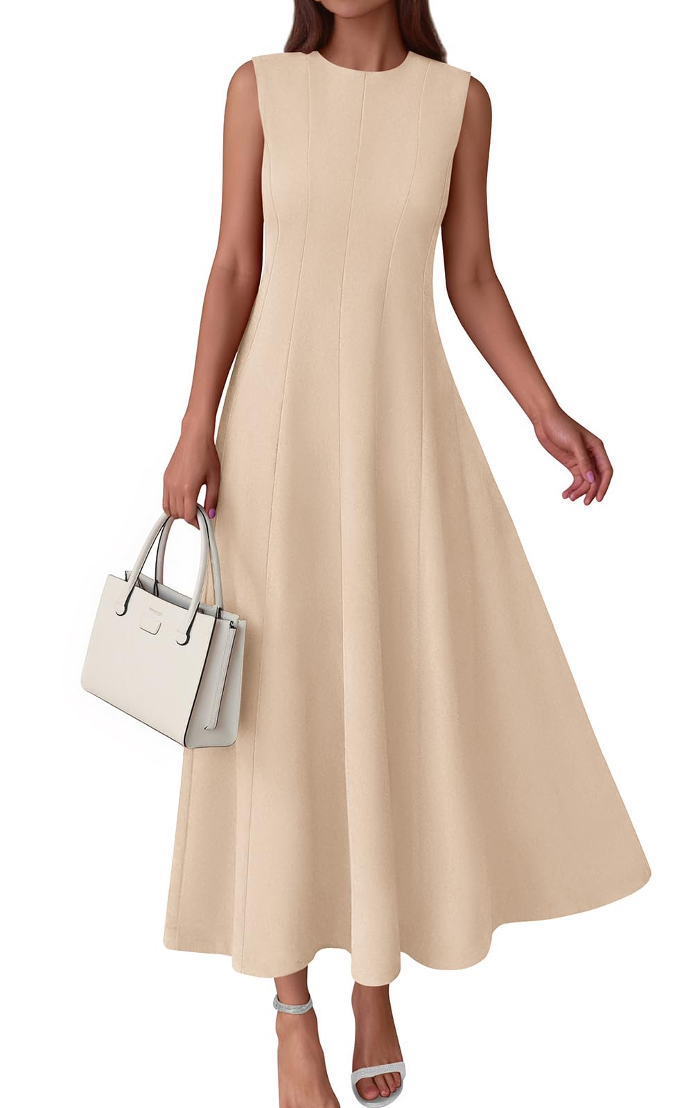 PRETTYGARDEN Sleeveless Crewneck Maxi Dress