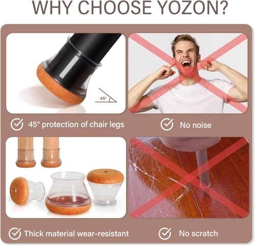image for YOZON 16 Pack Chair Leg Floor Protectors Chair Leg Protectors for Hard