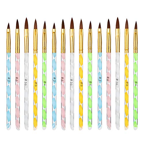 BKpearl 15 Pcs Acrylic Nail Brush, UV Gel Nail Painting Brush Nail Art Tips Builder Brush Set