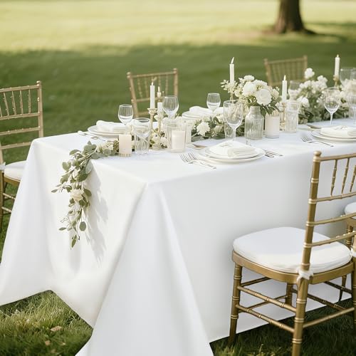 Catálogo de Venta de Manteles favoritos de las personas. 48 Romanstile Mantel Blanco 90 x 156 Pulgadas, Mantel Rectangular para Mesas de 8 Pies, Resistente al Agua y a las Arrugas, Lavable de Tela de Poliéster, Cubiertas de Mesa para...