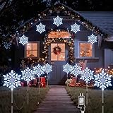 Brightown Snowflake Lights Outdoor, 10 Large Snowflake Christmas Pathway Lights, Christmas Decorations Outside Yard Sidewalk Walkway Driveway Marker Garden Lawn Stakes with LED Lights, White